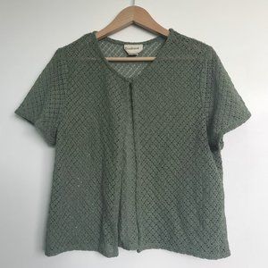 Vintage 90s Green Crochet Cardigan